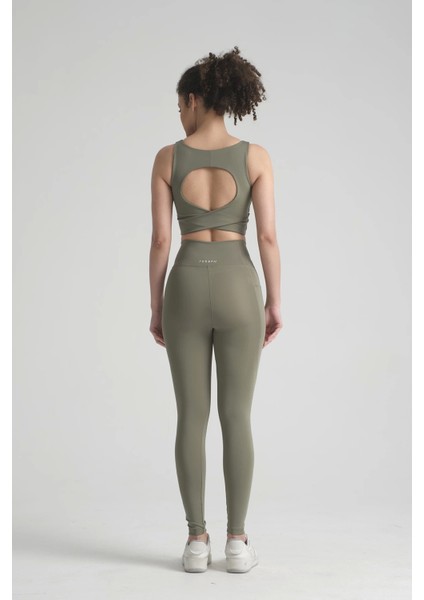 Yüksek Bel Cep Detaylı Spor Tayt & Sırt Dekoliteli Krop Takım | Çağla Yeşili Esnek Destekli Kaplı Spor Sütyeni ve Tayt Takımı fiyatları