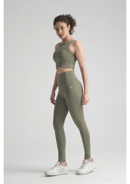 Yüksek Bel Cep Detaylı Spor Tayt & Sırt Dekoliteli Krop Takım | Çağla Yeşili Esnek Destekli Kaplı Spor Sütyeni ve Tayt Takımı modelleri
