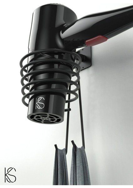 Yapışkanlı 3’lü Set: Siyah Fön Makinesi Askısı, Havlu ve Tuvalet Kağıtlık Seti modelleri