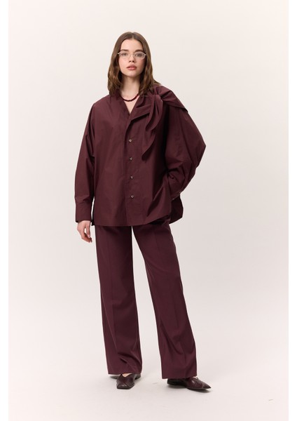 Bağlamalı Detaylı Tasarım Gömlek Bordo fiyatları