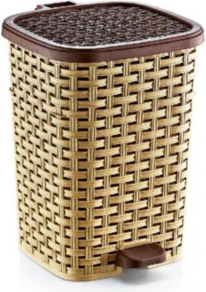 Şık Örgü Desenli Pedallı Çöp Kovası 6 Lt Gri Renk