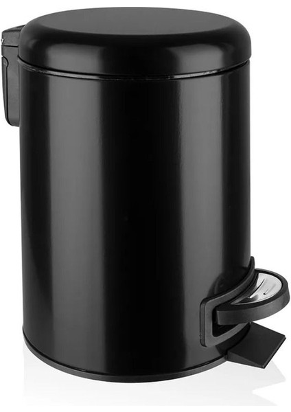 3 Lt Siyah Paslanmaz Pedallı Çöp Kovası - Dayanıklı ve Şık Tasarım