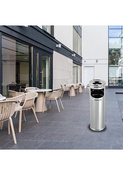 Modern Paslanmaz Çelik Ayaklı Dış Mekan Kolon Küllük, Şıklık ve Dayanıklılık Sunar