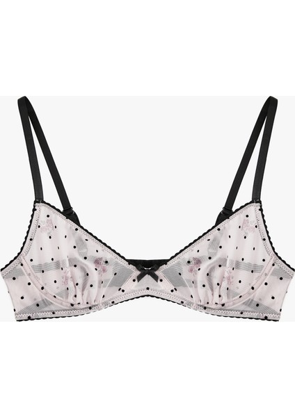 Transparan Puantiyeli Balenli Tül Sütyen