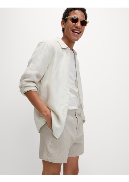 Pamuk Karışımlı Elastik Bel Şort