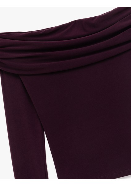 Slim Fit Uzun Kollu Drapeli Omzu Açık Tişört modelleri