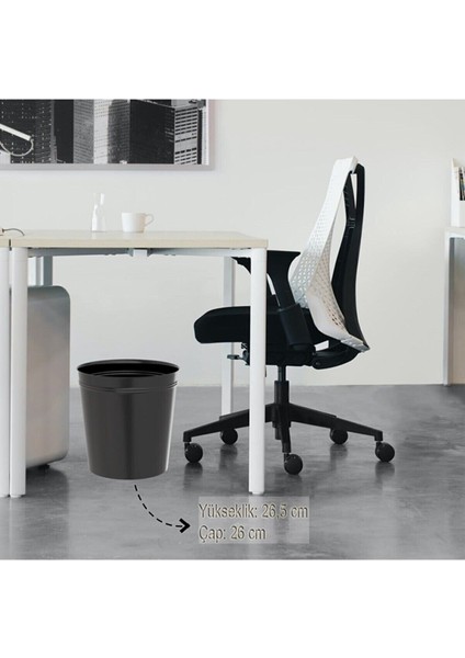 10 Lt Deliksiz Siyah Masa Altı Çöp Kovası, Ofis Kullanımı Için Şık ve Pratik fırsatları