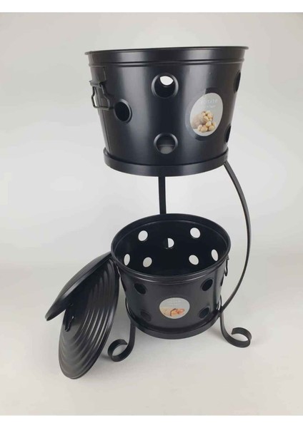 Metal Iki Katlı Saklama Kabı Siyah modelleri