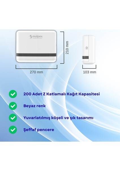 Beyaz Duvara Monte Z Katlamalı Kağıt Havlu Dispenseri | Premium Abs Gövde, Anahtarlı Kilit, Vidalı & Yapışkan Montaj fiyatları