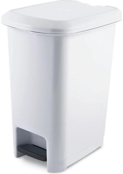 10 Litre Beyaz Pedallı Çöp Kovası, Slim Tasarım, 36 cm