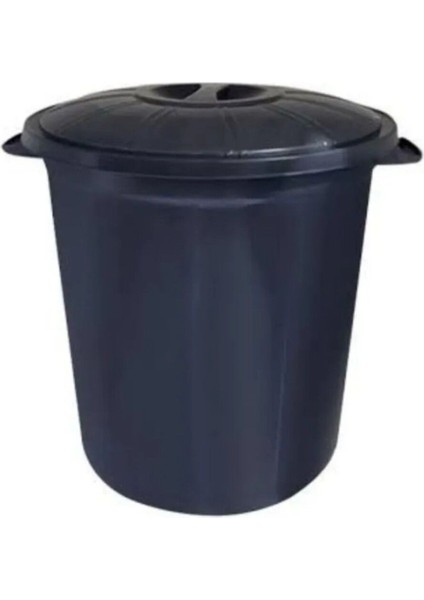 50L Siyah Kapaklı Büyük Çöp Kovası, 3'lü Set