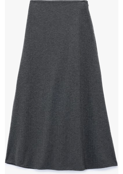 Metalik Iplik Detaylı Midi Kloş Etek