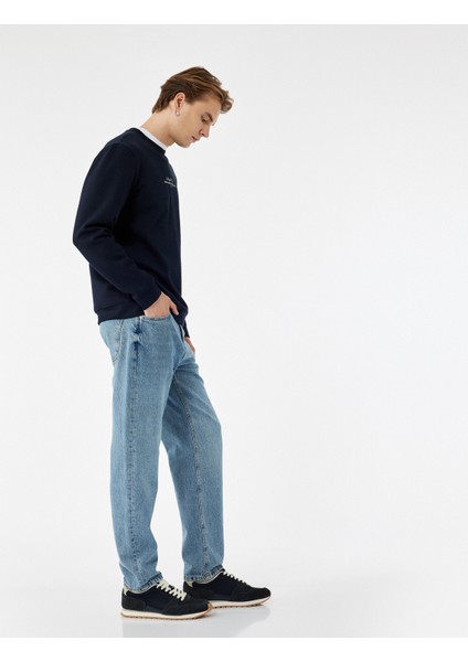 Normal Bel Pamuklu Vintage Straight Fit Jean Pantolon fiyatları