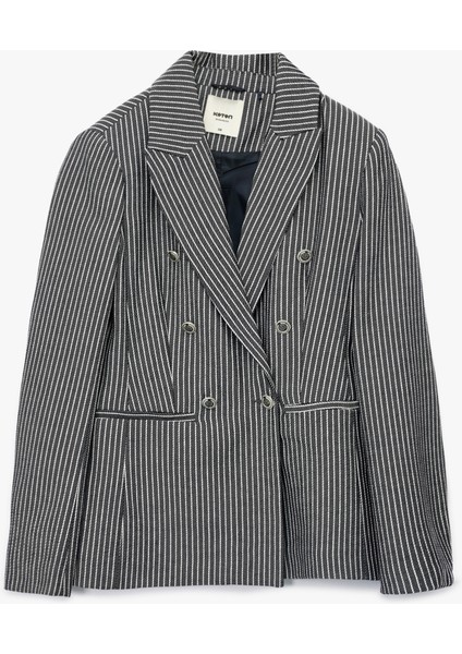 Slim Fit Cepli Uzun Kollu Kruvaze Blazer Ceket