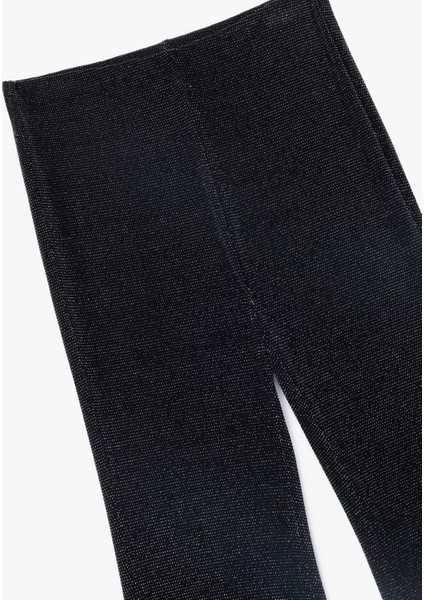 Dar Kalıp Yüksek Bel Geniş Ispanyol Paça Simli Pantolon modelleri