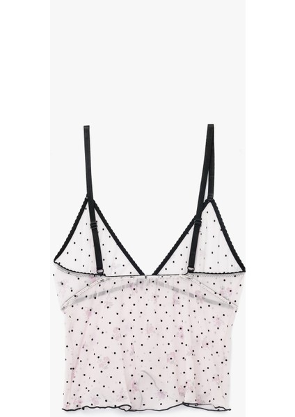 Ince Askılı Puantiyeli Tül Kamisol Pijama Üstü fiyatları