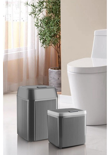 2'li Çizgili Kare Çöp Kovası 3.85 ve 12 Litre, Banyo ve Mutfak Için Manuel Kapak fiyatları