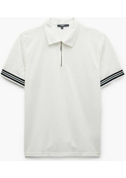 Fermuarlı Çizgi Detaylı Regular Fit Pike Kumaş Kısa Kollu Polo Yaka Tişört modelleri