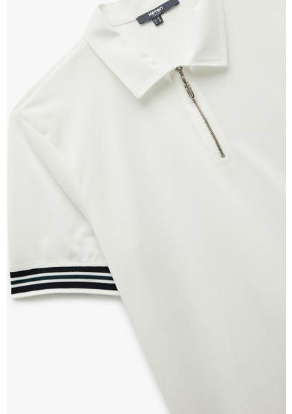 Fermuarlı Çizgi Detaylı Regular Fit Pike Kumaş Kısa Kollu Polo Yaka Tişört indirimleri