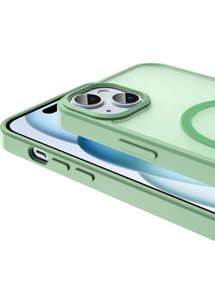 Apple iPhone 15 Plus Kılıf Magsafe Şarj Özellikli Mat Arka Yüzey Scks Sio Kapak-Gri modelleri