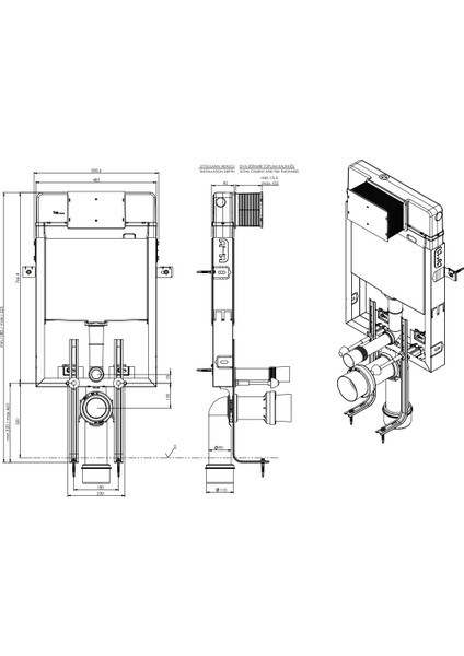 Bocchi Asma Klozetler Için Gömme Rezervuar 8,5 cm 8000-1000 fiyatları