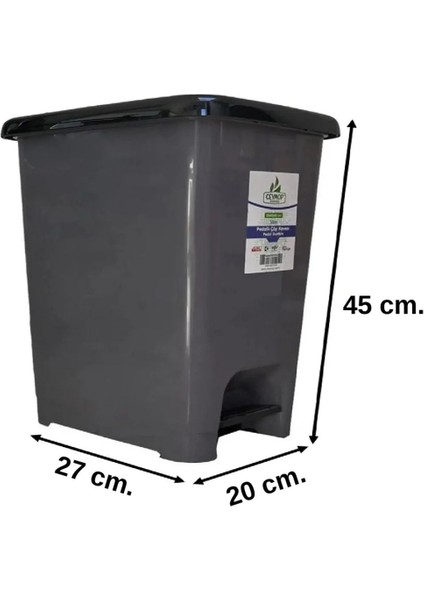 Gri Pedallı 30 Litre Çöp Kovası - Fonksiyonel ve Şık Tasarım