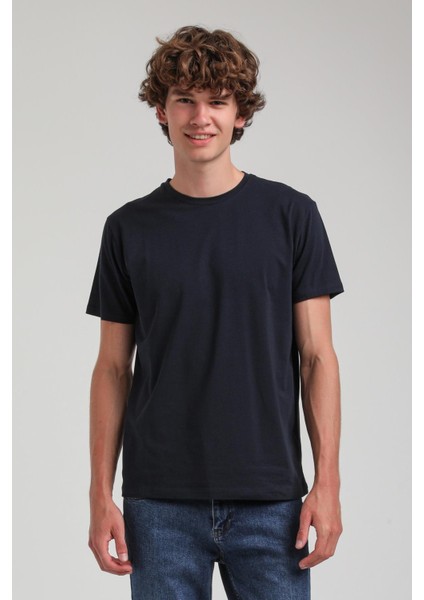 Bisiklet Yaka Lacivert Basic Likralı Slim Fit 24SSM20339 modelleri