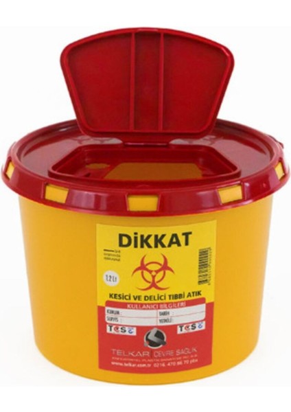 Kırmızı 1,2 Lt Tıbbi Atık Kovası, Güvenli ve Sağlıklı Temizlik Için Ideal