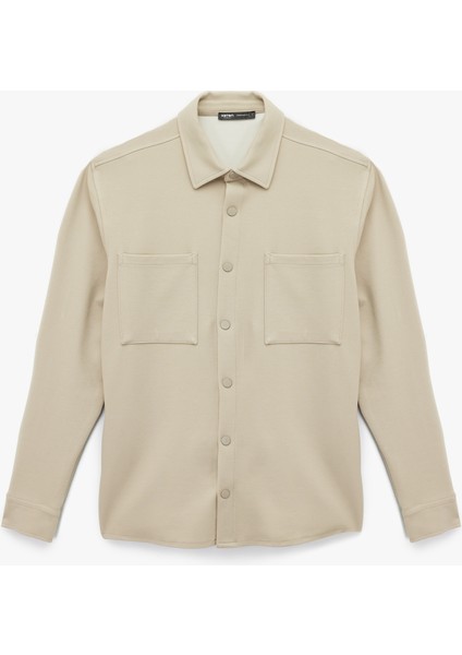 Regular Fit Cepli Çıtçıt Düğme Detaylı Klasik Yaka Uzun Kollu Gömlek Ceket modelleri