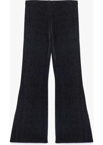 Dar Kalıp Yüksek Bel Geniş Ispanyol Paça Simli Pantolon fiyatları