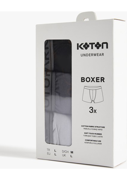 Pamuklu Baskılı Lastikli 3'lü Boxer Seti fiyatları