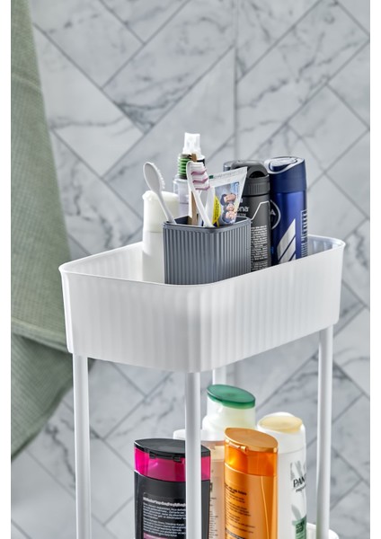 3 Katlı Tekerlekli Çok Amaçlı Raf, Banyo ve Mutfak Düzenleyici, Beyaz modelleri