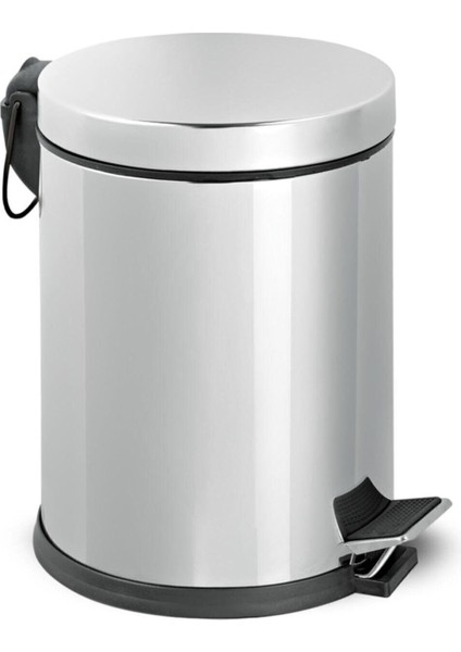 Paslanmaz Çöp Kovası 5 Lt Pedallı Krom Bej Renkli