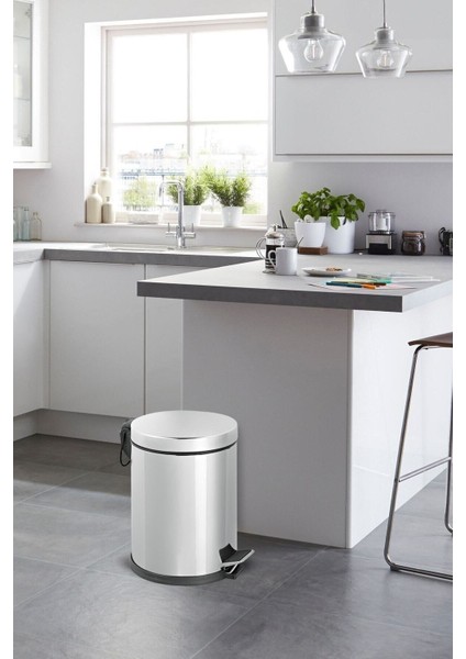 Paslanmaz Çöp Kovası 5 Lt Pedallı Krom Bej Renkli fiyatları