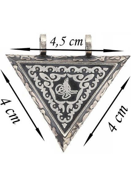 925 Ayar Gümüş Üçgen Içi Açılabilen Tuğra Muskalık Gümüş Kolye (T6007) (7474) fırsatları