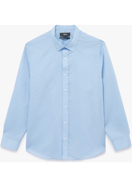 Regular Fit Pamuklu Poplin Klasik Yaka Uzun Kollu Gömlek