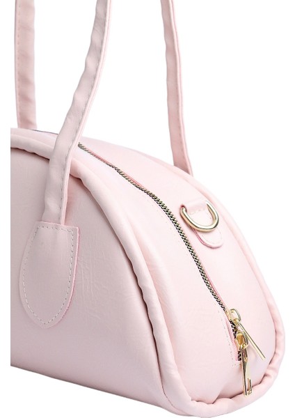 Yarım Ay Formlu Kadın Omuz Çantası - Pudra Renk - Şık ve Modern Tasarım modelleri