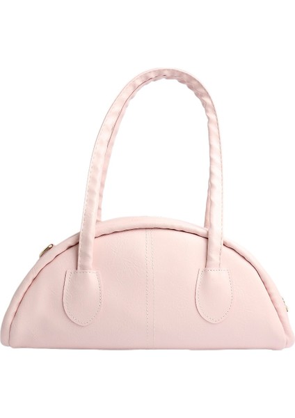 Yarım Ay Formlu Kadın Omuz Çantası - Pudra Renk - Şık ve Modern Tasarım fırsatları