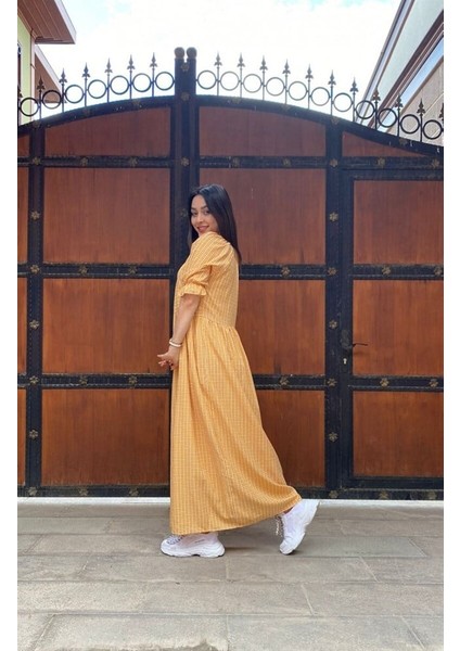 Charme V Vaka Sarı Pötikare Elbise modelleri