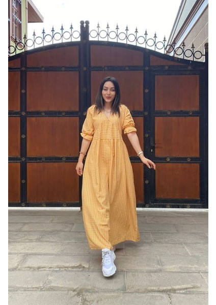 Charme V Vaka Sarı Pötikare Elbise fırsatları