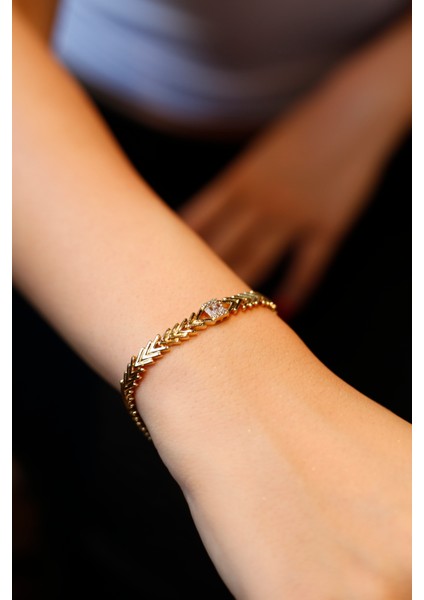 Çavuş Model Baget Taşlı Vip Altın Kaplama Bileklik
