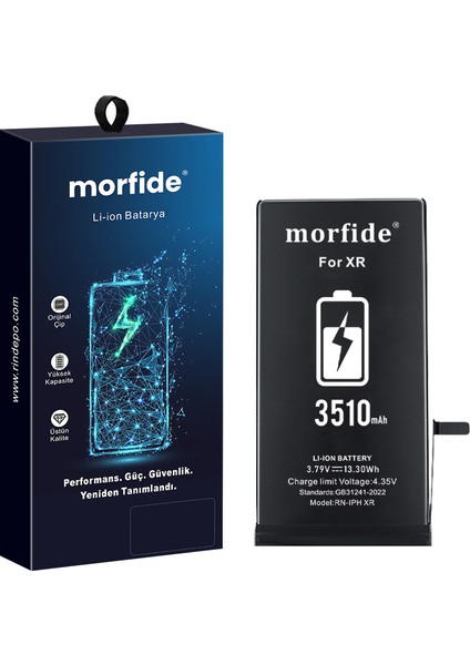 Apple iPhone Xr Uyumlu 3510MAH Yüksek Kapasiteli Batarya Morfide M-Max – A Sınıf Hücre, 15 Ay Garantili