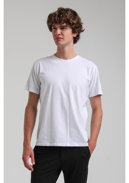 Beyaz Slim Fit Likralı Basic Tişört 25SSM20341 indirimleri