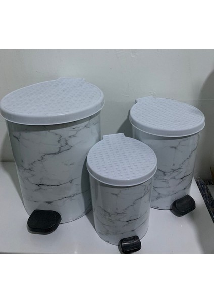 Mermer Desenli Metal Mekanizmalı 11LT Çöp Kovası, Şık ve Kullanışlı Ev Dekoru. fiyatları