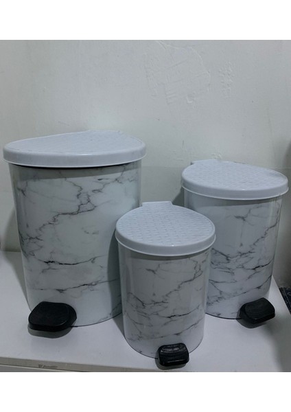 Mermer Desenli Metal Mekanizmalı 11LT Çöp Kovası, Şık ve Kullanışlı Ev Dekoru. modelleri