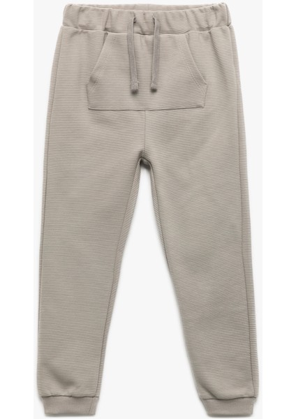 Kanguru Cepli Beli Lastikli Pamuklu Jogger Eşofman Altı