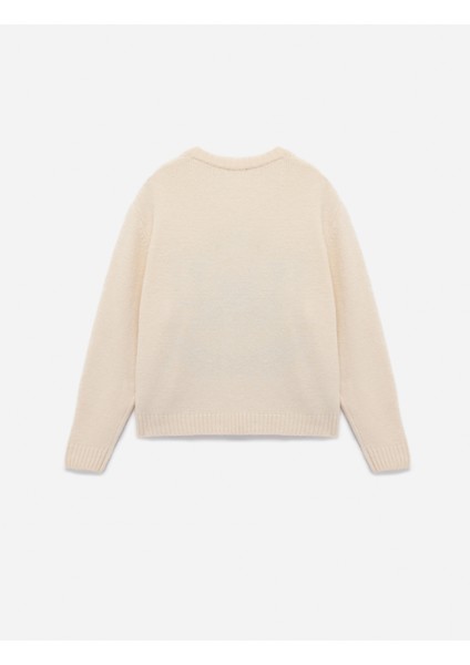 Ayıcık Işlemeli Uzun Kollu Bisiklet Yaka Triko Kazak fırsatları