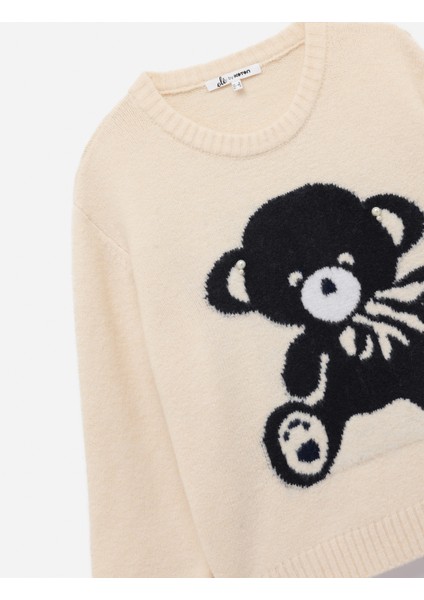 Ayıcık Işlemeli Uzun Kollu Bisiklet Yaka Triko Kazak indirimleri