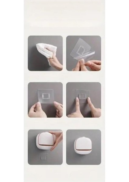 Kapaklı Oval Sabunluk Yapışkanlı Duvara Monte Banyo Mutfak Süngerlik Su Tutmaz Sabun Kutusu indirimleri