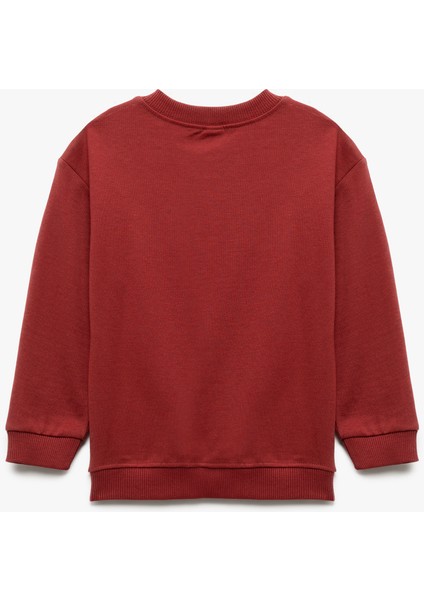 Şardonlu Uzun Kollu Bisiklet Yaka Pamuklu Baskılı Sweatshirt fiyatları